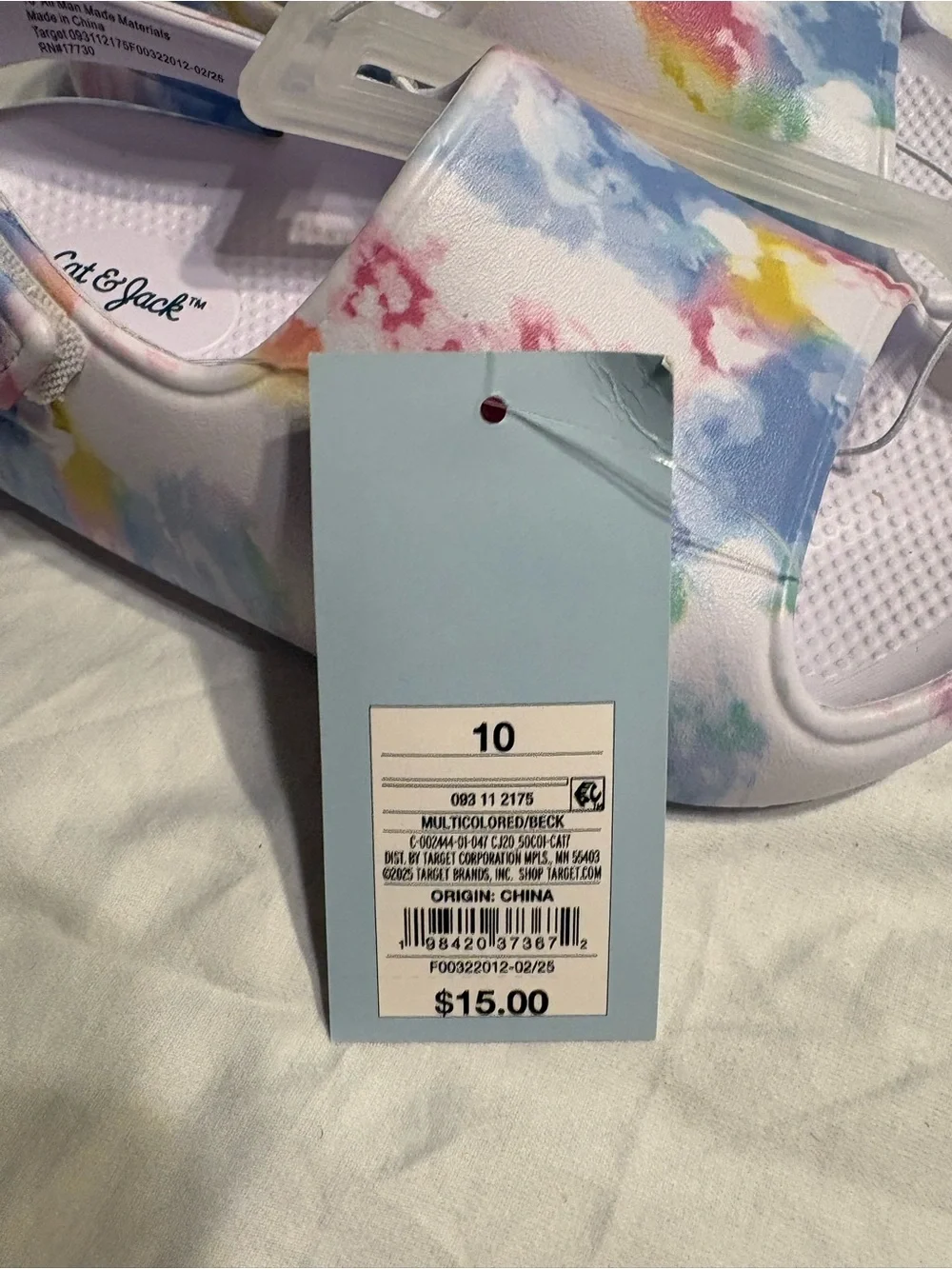 Cat & Jack Pastel Tie-Dye Slide Sandals - Pink, Blue, Yellow, Green